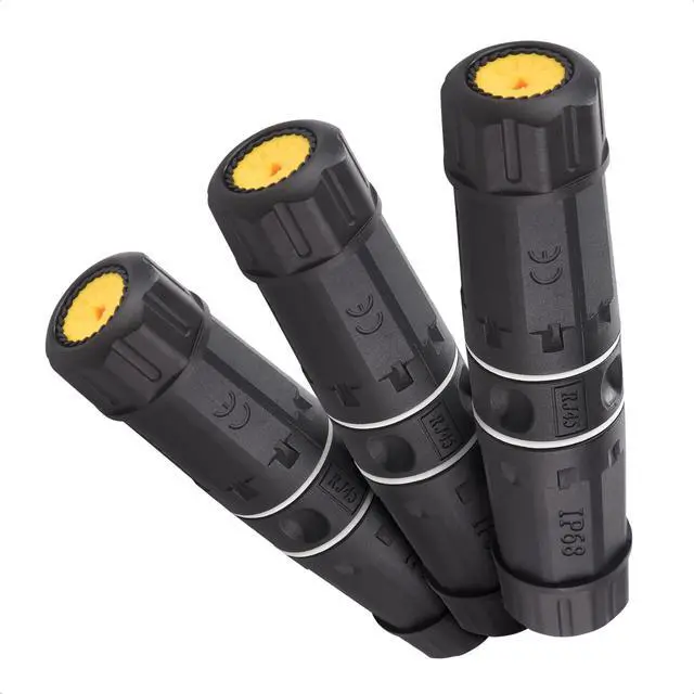 Main image of 3-Pack 10Gbps Cat6A Shielded IP68 Waterproof RJ45 Coupler (Waterproof Ethernet Connector for Outdoor) in Black