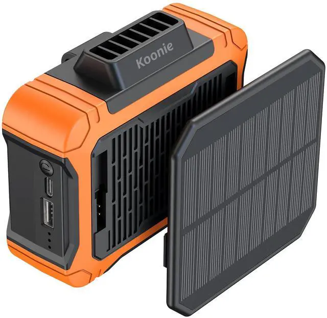 Main image of 10000mAh Waist Clip Fan with Solar Panel, 30H Working Time, Personal LED Light, Battery Powered Belt Fan, Strong Airflow, 3 Speeds, Body for Outdoor, Working, Camping, Hiking