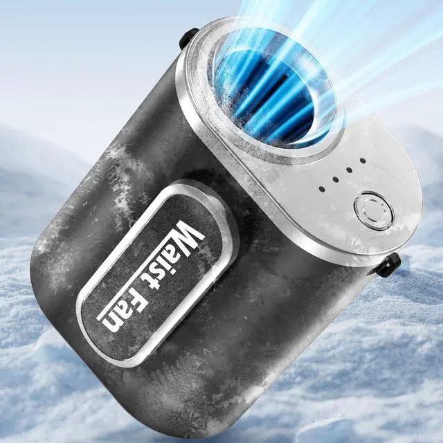 Main image of Portable Mini Waist Belt Fan Rechargeable, Upgraded 17500RPM Strong Airflow with 4 Speed Levels, Personal Hands-free Necklace Cooling Fan, Under Shirt Cooling for Blue Collar, Weeding, Outdoor
