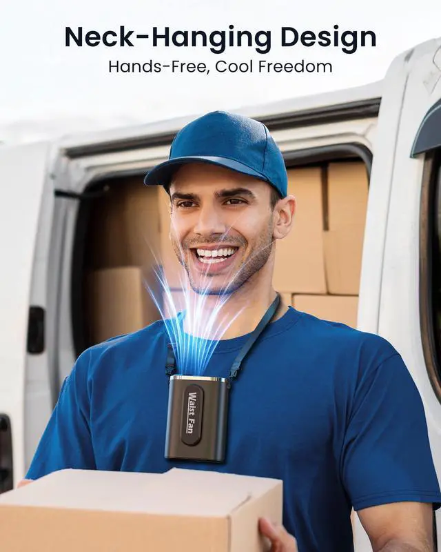 Alt view image 6 of 7 - Portable Mini Waist Belt Fan Rechargeable, Upgraded 17500RPM Strong Airflow with 4 Speed Levels, Personal Hands-free Necklace Cooling Fan, Under Shirt Cooling for Blue Collar, Weeding, Outdoor