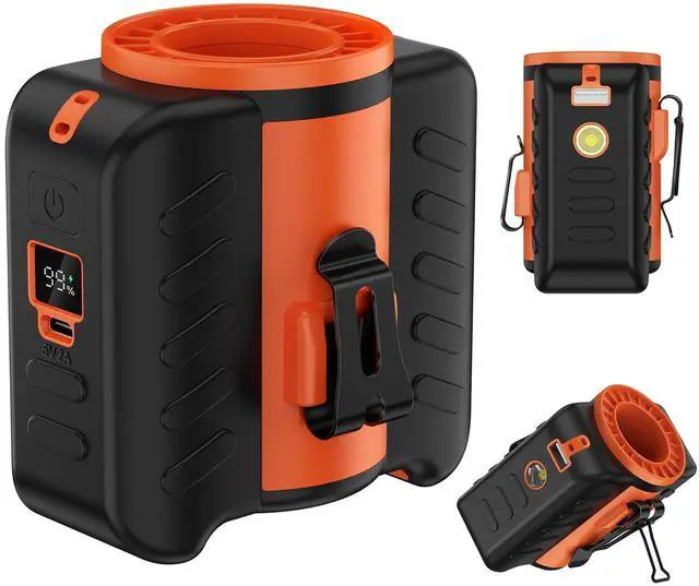 Main image of Portable Waist Fan Clip on 5-Speed with MAX 10500RPM Strong Airflow and LED Flashlight, Wearable Belt Personal Fan Rechargeable for Outdoor Camping Jobsite, 8000mAh