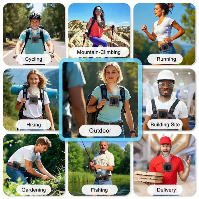 Alt view image 7 of 7 - Portable Fan Wearable Personal Fan with 5 Speed Max 55 Working Hours Low Noise Portable Neck Fans Cooling Waist Fans for Camping Traveling LED Power Display 10000mAh Rechargeable (Brown)
