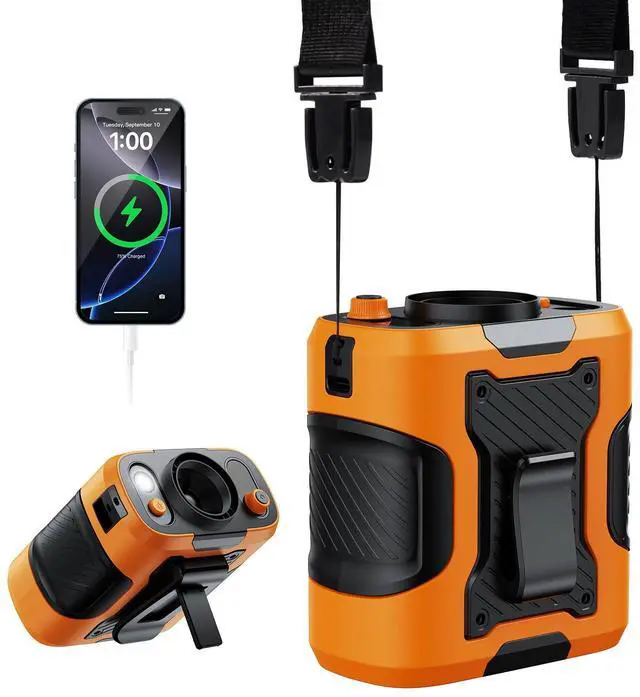 Main image of 5 in 1 Portable Waist Fan, 100 Speeds Powerful 13500RPM, Hands-Free Neck Fan with up to 24H Cooling, Rechargeable Personal Wearable Belt Body Shirt Fan for Camping Outdoor Jobsite, Orange