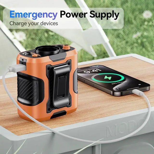 Alt view image 6 of 7 - 5 in 1 Portable Waist Fan, 100 Speeds Powerful 13500RPM, Hands-Free Neck Fan with up to 24H Cooling, Rechargeable Personal Wearable Belt Body Shirt Fan for Camping Outdoor Jobsite, Orange