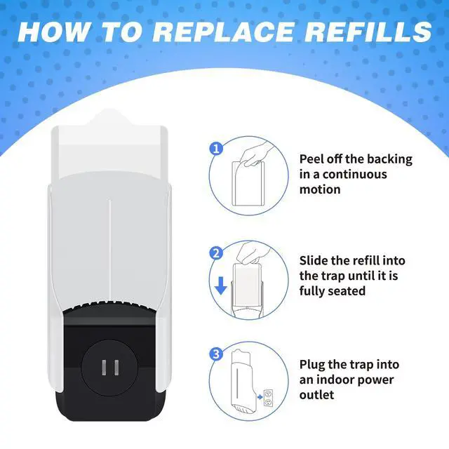 Alt view image 7 of 7 - 2 Plug-in Flying Insect Traps & 10 Refills, Effective Fly Trap for Indoor Use, Small Bug Catcher with Purple Light for Fruit Flies, Gnats, Moths and Mosquitoes