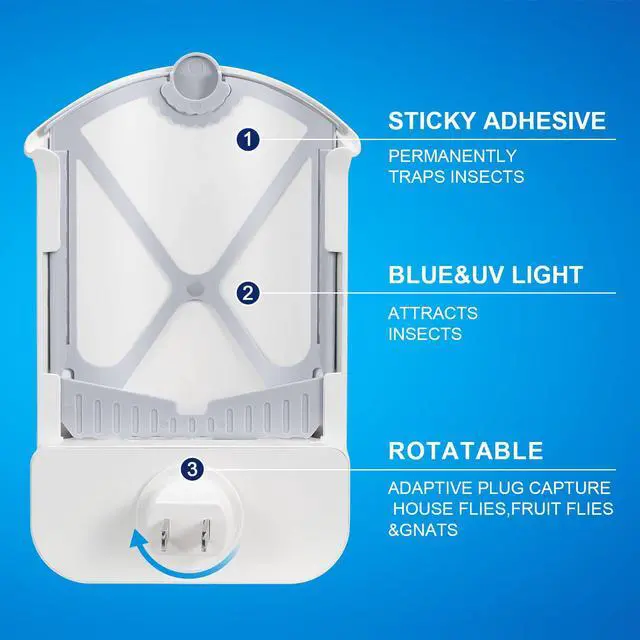 Alt view image 4 of 7 - 2 Flying Insect Traps & 2 Cartridges - Compatible with Refill - Plug in Fruit Fly Trap for Indoor - Bug Catcher for Gnats, House & Fruit Flies - Use in Any Room (2 Device & 2 Cartridges)