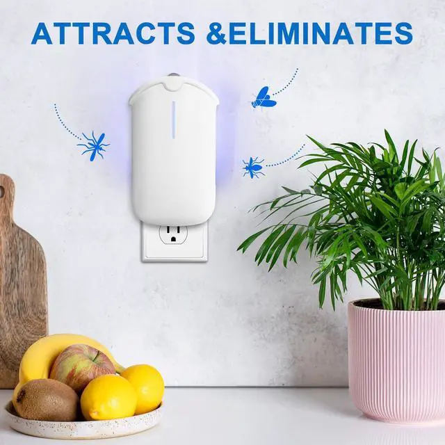 Alt view image 7 of 7 - 2 Flying Insect Traps & 2 Cartridges - Compatible with Refill - Plug in Fruit Fly Trap for Indoor - Bug Catcher for Gnats, House & Fruit Flies - Use in Any Room (2 Device & 2 Cartridges)