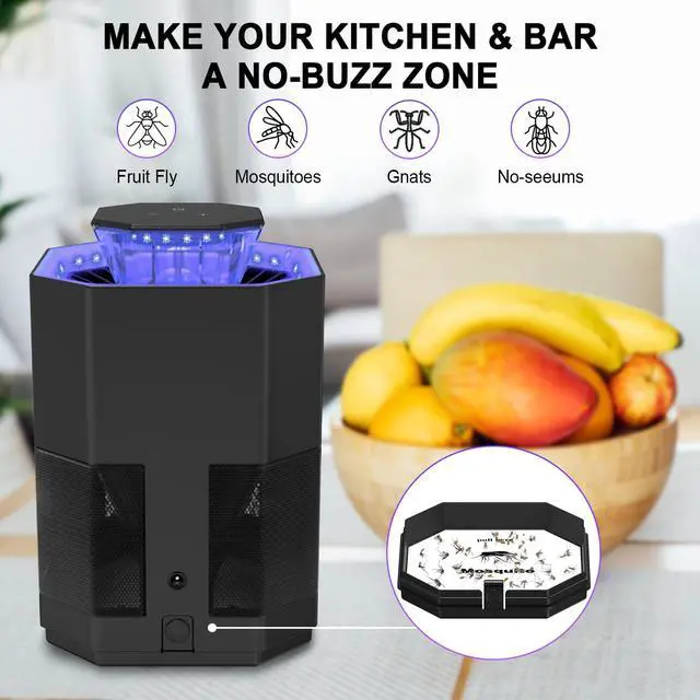 Alt view image 6 of 7 - Fruit Fly Traps for Indoors, Indoor Mosquito Trap with 3 Adjustable Speeds & Lighting, Suction & Blue Light, Gnat Trap for House Kitchen Bedroom with 2 Double-Sided Glue Boards