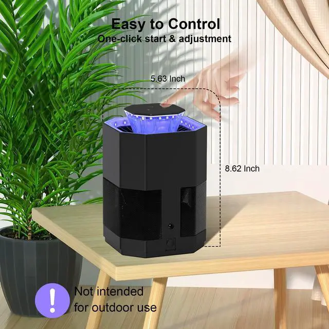 Alt view image 7 of 7 - Fruit Fly Traps for Indoors, Indoor Mosquito Trap with 3 Adjustable Speeds & Lighting, Suction & Blue Light, Gnat Trap for House Kitchen Bedroom with 2 Double-Sided Glue Boards
