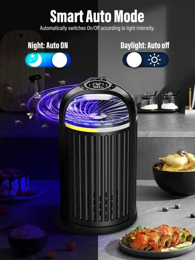 Alt view image 5 of 7 - Fly Trap Indoor - Fruit Fly Traps for Indoors, Gnat Traps for House Indoor with 3-in-1 Multi-Insect Catching + UV&Blue Light + Fan Suction, Ideal for Garage/Kitchen/Patio/Plant Pots, 10 Refills, Black
