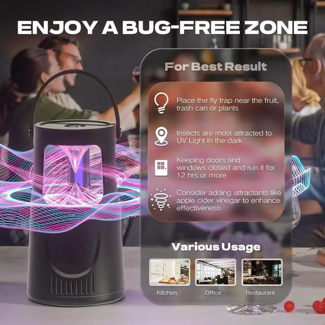 Alt view image 4 of 7 - Fly Traps Indoor, Fruit Fly Trap for Home, Flying Insect Trap with Suction, Mosquito Traps Indoor & 10 Pcs Sticky Glue Boards, Gnat Traps for House Indoor