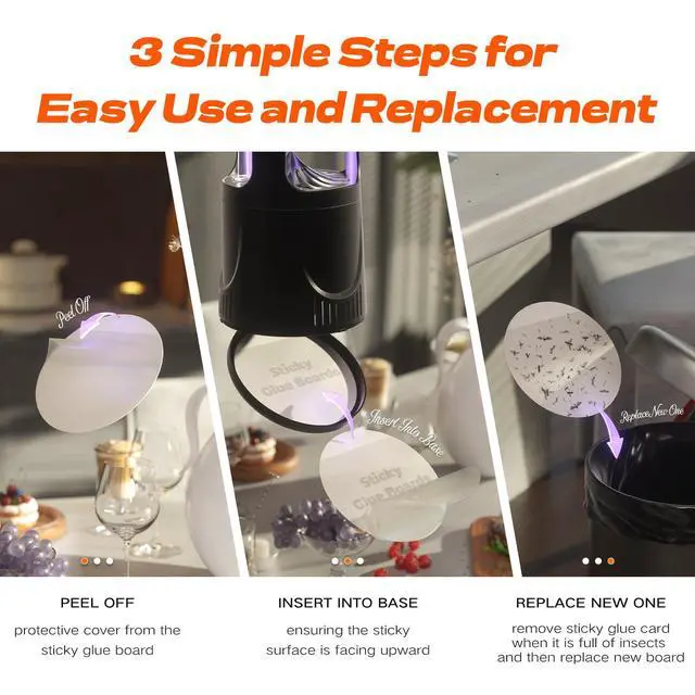 Alt view image 7 of 7 - Fly Traps Indoor, Fruit Fly Trap for Home, Flying Insect Trap with Suction, Mosquito Traps Indoor & 10 Pcs Sticky Glue Boards, Gnat Traps for House Indoor