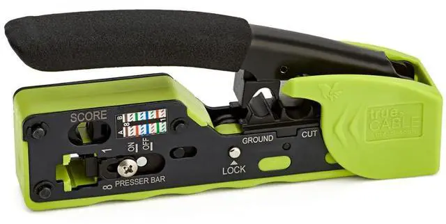 Main image of Crimp Tool for Pass Through RJ45 All-in-One Ethernet Tool: Crimp, Cut, Score - Works with Cat5e, Cat6, Cat6A Shielded and Unshielded Connectors