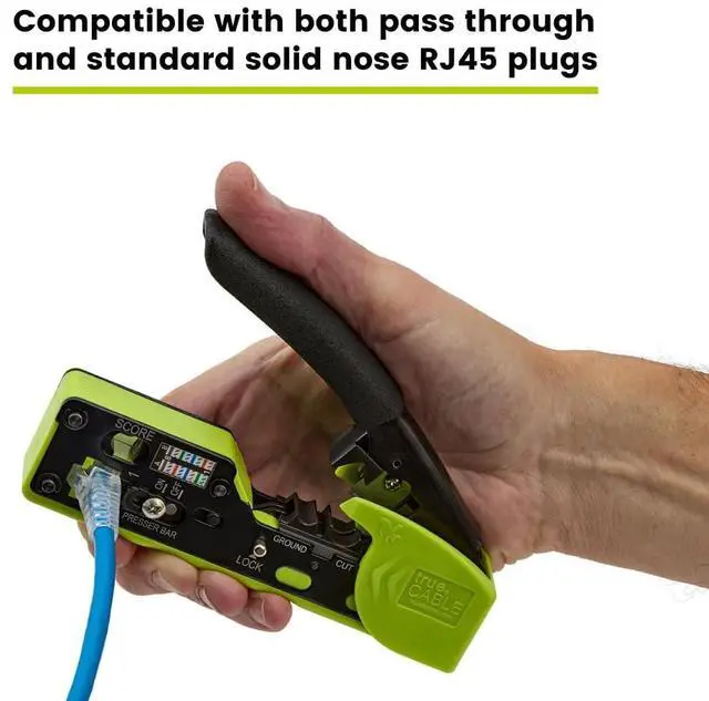 Alt view image 2 of 7 - Crimp Tool for Pass Through RJ45 All-in-One Ethernet Tool: Crimp, Cut, Score - Works with Cat5e, Cat6, Cat6A Shielded and Unshielded Connectors