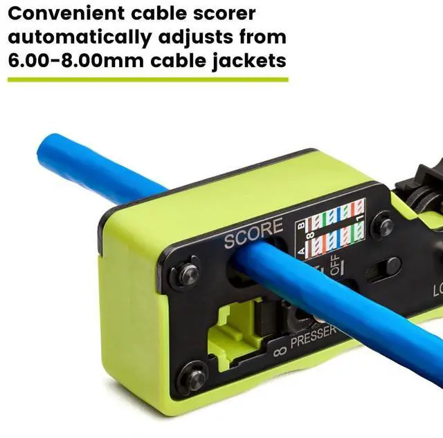 Alt view image 5 of 7 - Crimp Tool for Pass Through RJ45 All-in-One Ethernet Tool: Crimp, Cut, Score - Works with Cat5e, Cat6, Cat6A Shielded and Unshielded Connectors