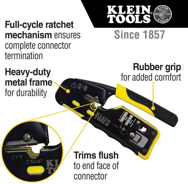 Alt view image 4 of 7 - VDV226-110 Ratcheting Modular Data Cable Crimper / Wire Stripper / Wire Cutter for RJ11/RJ12 Standard, RJ45 Pass-Thru Connectors