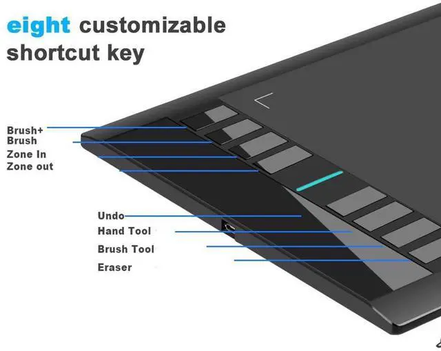 Alt view image 6 of 7 - Drawing Tablet Graphics, M708 V2 Upgrade PC&Computer&Android Device,10x6 Inch Ultra Thin Large Graphic for PC, Pad with 8 Hot Keys Upgrade 16384 Level Battery-Free Stylus for Unleash Creativity