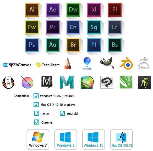 Alt view image 5 of 7 - Drawing Tablet Graphics, M708 V2 Upgrade PC&Computer&Android Device,10x6 Inch Ultra Thin Large Graphic for PC, Pad with 8 Hot Keys Upgrade 16384 Level Battery-Free Stylus for Unleash Creativity