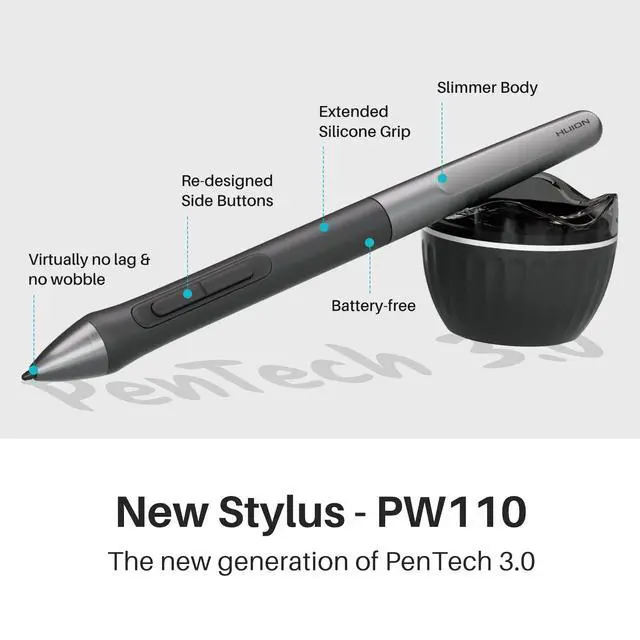 Alt view image 3 of 7 - Inspiroy 2 Medium Drawing Tablet with Scroll Wheel 8 Customized Keys Battery-Free Stylus 60° Tilt Support for Digital Art, Design, Sketch, 9x5inch Graphics Tablet, Black
