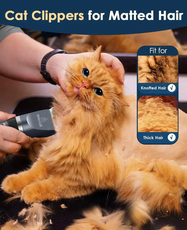 Alt view image 2 of 7 - Quiet Cat Clippers for Matted & Long Hair, 2-Speed Cordless Pet Shaver Grooming Kit for Cats, Small Dogs & Animals (Blue)