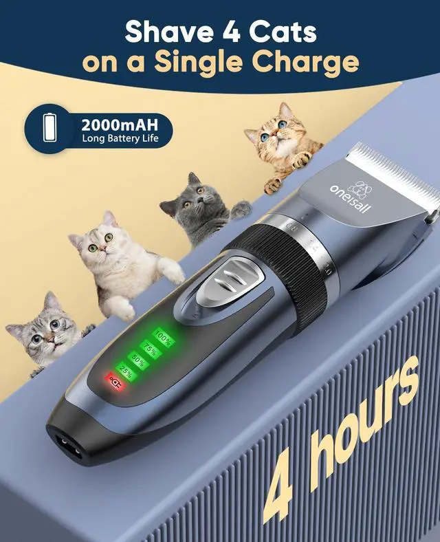 Alt view image 7 of 7 - Quiet Cat Clippers for Matted & Long Hair, 2-Speed Cordless Pet Shaver Grooming Kit for Cats, Small Dogs & Animals (Blue)