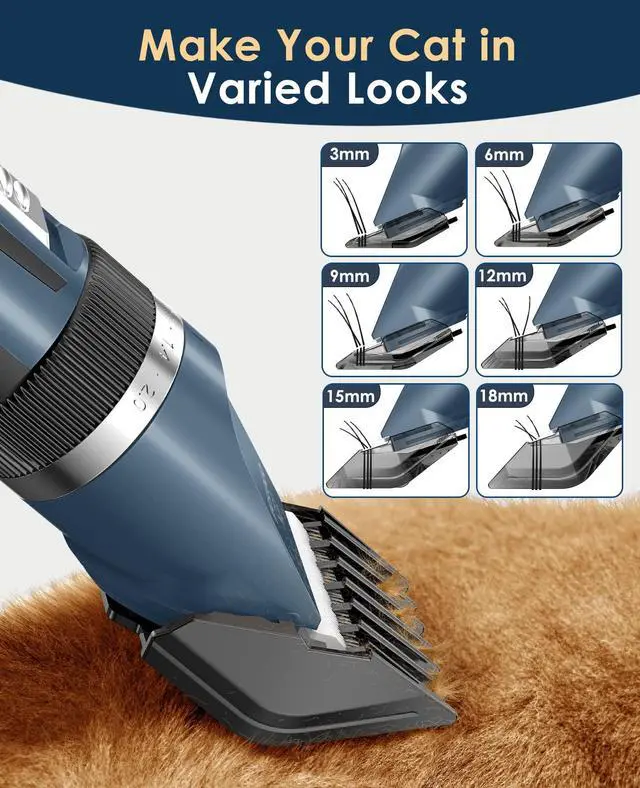 Alt view image 6 of 7 - Quiet Cat Clippers for Matted & Long Hair, 2-Speed Cordless Pet Shaver Grooming Kit for Cats, Small Dogs & Animals (Blue)