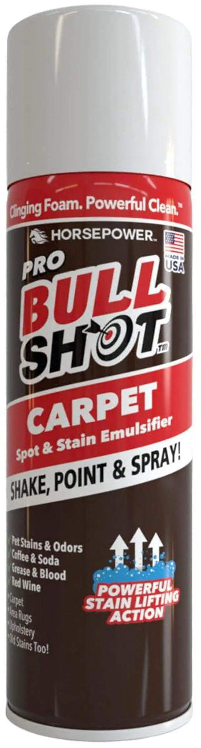 Main image of Bull Shot Carpet Spot & Stain Remover, AS SEEN ON TV, Made In USA, Just Point & Spray, Stain-Lifting Foam-Action, Coffee, Soda, Wine, Grease, New & Old Stains & More