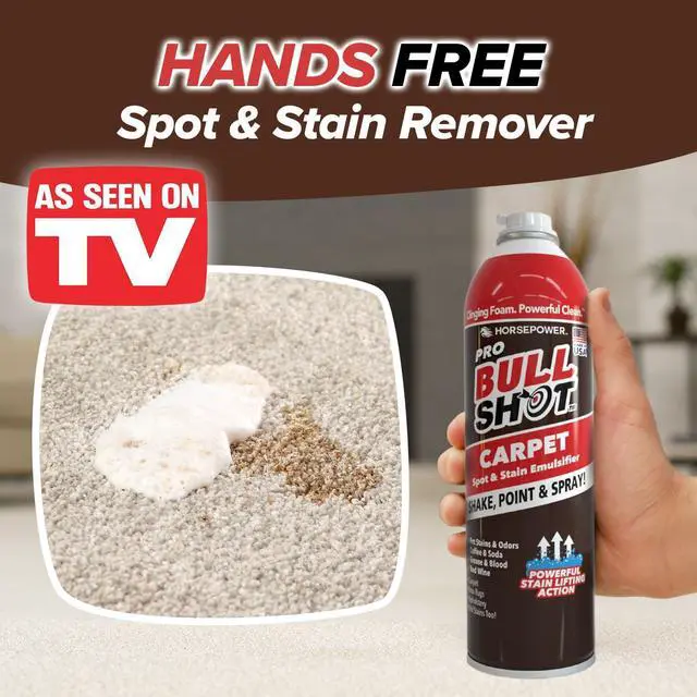 Alt view image 2 of 7 - Bull Shot Carpet Spot & Stain Remover, AS SEEN ON TV, Made In USA, Just Point & Spray, Stain-Lifting Foam-Action, Coffee, Soda, Wine, Grease, New & Old Stains & More