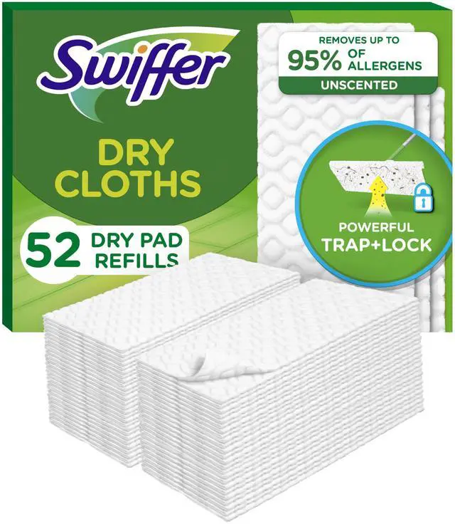 Main image of Sweep + Mop, Dry Pads Refill, Floor Cleaner for Dirt, Dust, Hair, Cleaning Cloths for Mopping Home, Bathroom, Kitchen, Dust Mop, Floor Duster, Unscented, 52ct