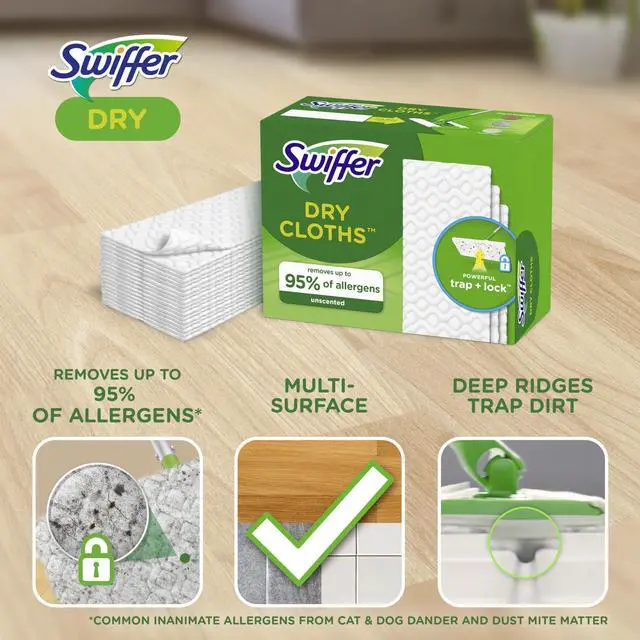 Alt view image 3 of 7 - Sweep + Mop, Dry Pads Refill, Floor Cleaner for Dirt, Dust, Hair, Cleaning Cloths for Mopping Home, Bathroom, Kitchen, Dust Mop, Floor Duster, Unscented, 52ct