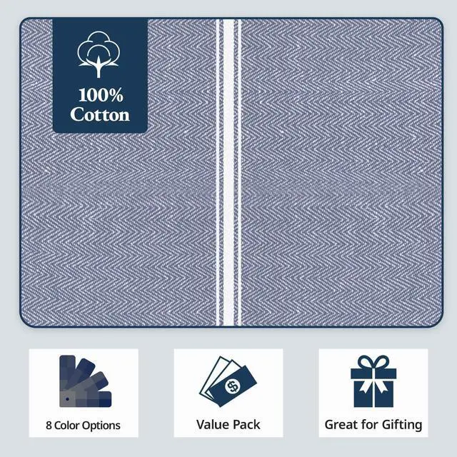 Alt view image 6 of 7 - Kitchen Towel Set, 6 Pack 100% Cotton Hand Towels for Kitchen, Dish Towels for Drying Dishes, Lint Free, 14"x25", Good for Cleaning Windows, Ceramic Surface, Glass Stovetops - Blue Chambray