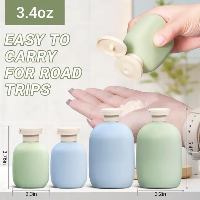 Alt view image 2 of 7 - 3.4oz Travel Bottle with Flip Cap, Leak Proof Squeeze Bottles, Refillable Plastic Travel Containers for Creams, Lotion, Foundation, Shampoo, Conditioner