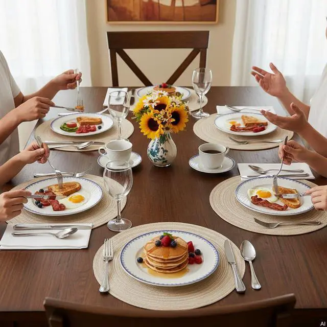 Alt view image 3 of 3 - Round Braided Placemats Set of 4 Washable Place Mats for Dining Tables 15 inch Non Slip Kitchen Table Mats (Beige, 4)