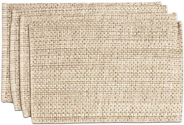 Main image of 100% Cotton Placemats for Dining Room Rectangle Two Tone Woven Fabric 13" x 19" Soft Durable Table Mat Set, Set of 4, Eggshell