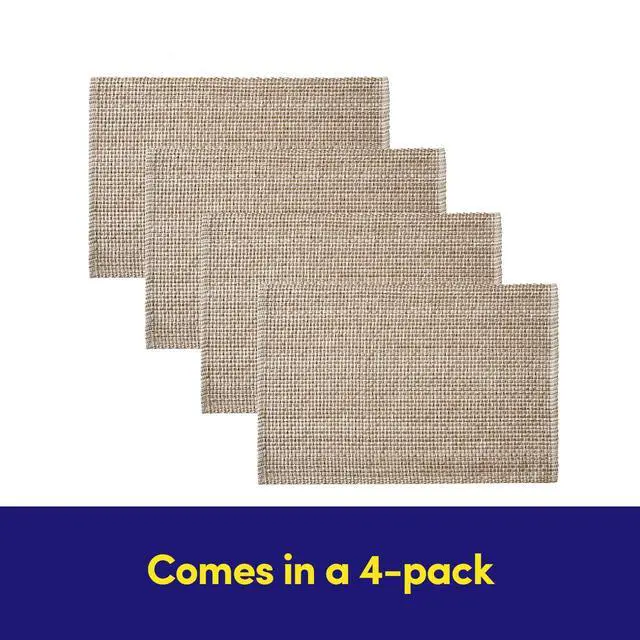 Alt view image 4 of 7 - 100% Cotton Placemats for Dining Room Rectangle Two Tone Woven Fabric 13" x 19" Soft Durable Table Mat Set, Set of 4, Eggshell