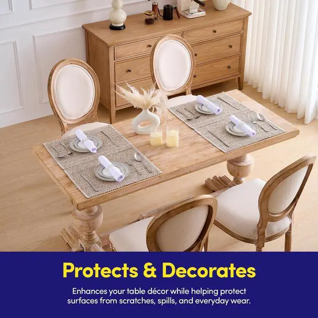 Alt view image 6 of 7 - 100% Cotton Placemats for Dining Room Rectangle Two Tone Woven Fabric 13" x 19" Soft Durable Table Mat Set, Set of 4, Eggshell