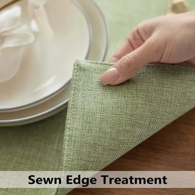 Alt view image 2 of 7 - Green Placemat Set of 4 Washable Linen Textured Place Mats for Dinner Heat Resistant Sage Cloth Placemats Scratch Resistant Plate Mats for Dining Table Kitchen Summer, Green