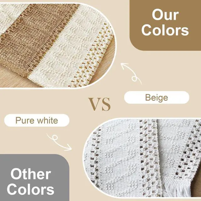 Alt view image 4 of 7 - Boho Placemats Set of 6, Macrame Table Mats Farmhouse Dining Decor | 12x20" Woven Burlap Place Mat with Tassel for Kitchen and Dining Table Centerpiece Home Decorations Rustic Boho Kitchen Decor