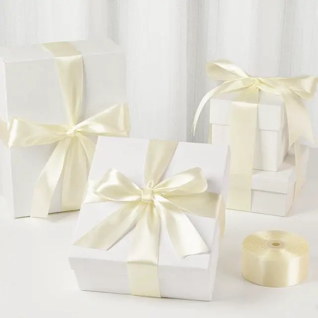Alt view image 4 of 7 - Ivory Satin Ribbon, 1-1/2 Inch, 50 Yards | Cream, Beige, Solid Polyester Fabric Ribbon for Roses Making, Gift Wrapping, Flower Bouquets, Wedding Decorations