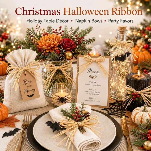 Alt view image 5 of 7 - 5PCS Natural Raffia Ribbon - Raffia Yarn for Gift Wrapping & Crafts | Rafia Grass Twine String Wrap, Christmas Halloween Ribbon for Thanksgiving, Easter, Birthday Gift Box, Florist Bouquets