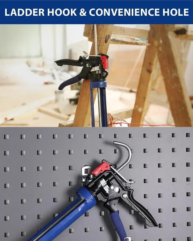 Alt view image 5 of 7 - Caulking Gun, Hand Caulk Gun with Adjustable 9:1&18:1 Thrust Ratio | Less-Dripping Regulating, Sealant Silicone Gun with Comfort Grip, Smooth Round Rod for 10oz Caulk Tubes