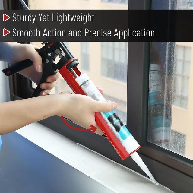 Alt view image 4 of 6 - 25:1 Thrust Ratio, Black & Red, Heavy Duty Caulk Gun No Drip