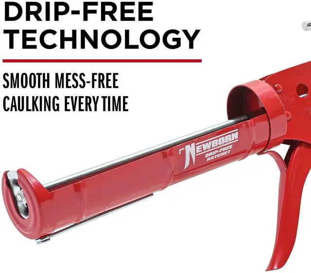Alt view image 4 of 6 - NEWBORN 189D Dripless Caulk Gun, 10 oz Container Size, Steel, 6:01, Half Barrel