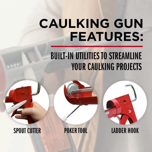 Alt view image 5 of 6 - NEWBORN 189D Dripless Caulk Gun, 10 oz Container Size, Steel, 6:01, Half Barrel
