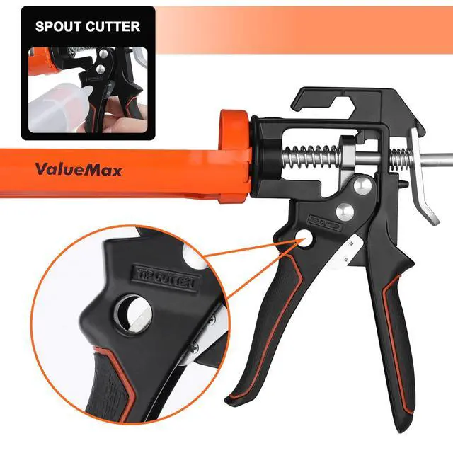 Alt view image 3 of 6 - Caulk Gun, 9 Inch Silicone Sealant Caulking Gun No Drip | Trigger Comfort Grip, Iron Smooth Rod, Ideal for Tiles, Window Joints, Toliet Bottom Seals, Sink Sides, 8:1 Thrust Ratio