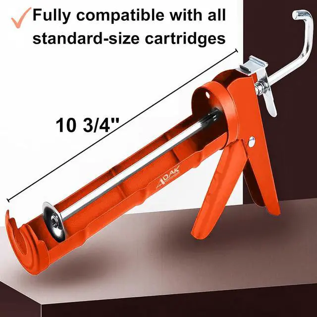 Alt view image 3 of 7 - Caulking Gun, 10:1 Thrust Ratio, No Drip Caulk Gun for Silicone & Sealant, Heavy Duty Hand Tool for Home Repair and Construction (Orange)