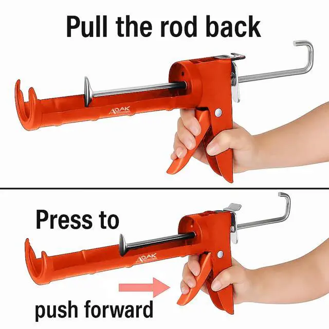Alt view image 5 of 7 - Caulking Gun, 10:1 Thrust Ratio, No Drip Caulk Gun for Silicone & Sealant, Heavy Duty Hand Tool for Home Repair and Construction (Orange)