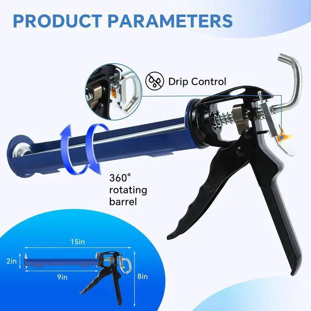 Alt view image 2 of 7 - Caulk Gun Kit, Smooth Silicone Caulking Gun and Caulk Remover Tool, Sealant Finishing Tool Grout Scraper for Kitchen Bathroom Window Sink Joint, All in One with Gift Box
