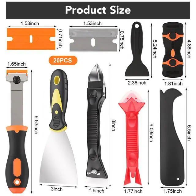 Alt view image 3 of 7 - Caulk Gun Kit With Scraper Tools, 10 Oz, For Kitchen Bathroom | Drip-Free Caulk Gun, 360° Rotating Barrel, 15:1 Thrust Ratio, Plastic And Metal Scrapers, Pouch Included