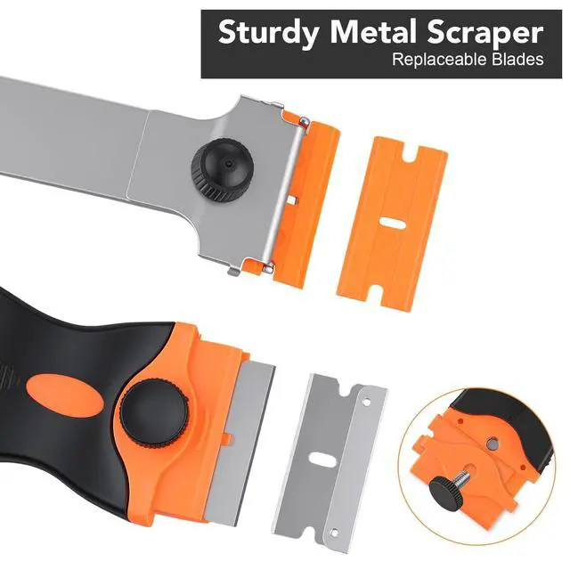 Alt view image 4 of 7 - Caulk Gun Kit With Scraper Tools, 10 Oz, For Kitchen Bathroom | Drip-Free Caulk Gun, 360° Rotating Barrel, 15:1 Thrust Ratio, Plastic And Metal Scrapers, Pouch Included